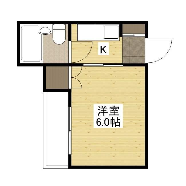 第2コーポ古屋(1K/3階)の間取り写真