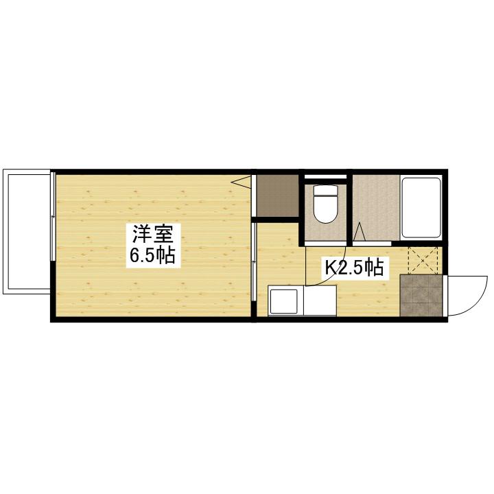 グリーンヒル(1K/1階)の間取り写真