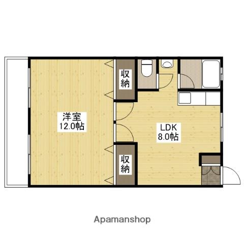 幸山ビル(1LDK/4階)の間取り写真