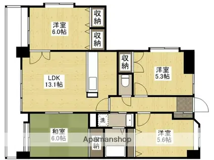 マンションリバーハンズ(4LDK/6階)の間取り写真