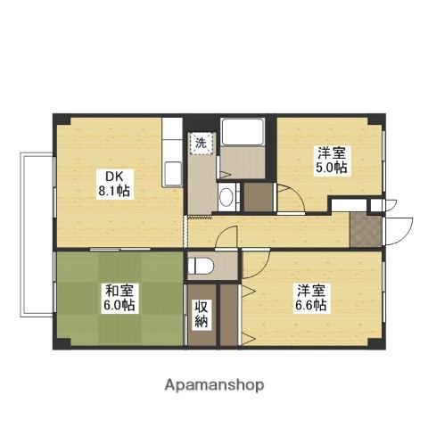 フォブール福原(3DK/2階)の間取り写真