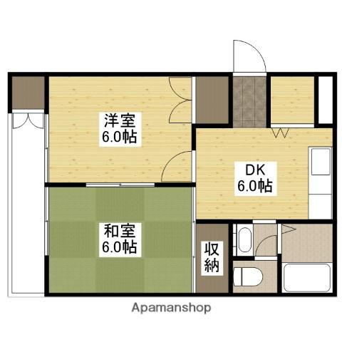 ドミールアサヒ(2DK/3階)の間取り写真