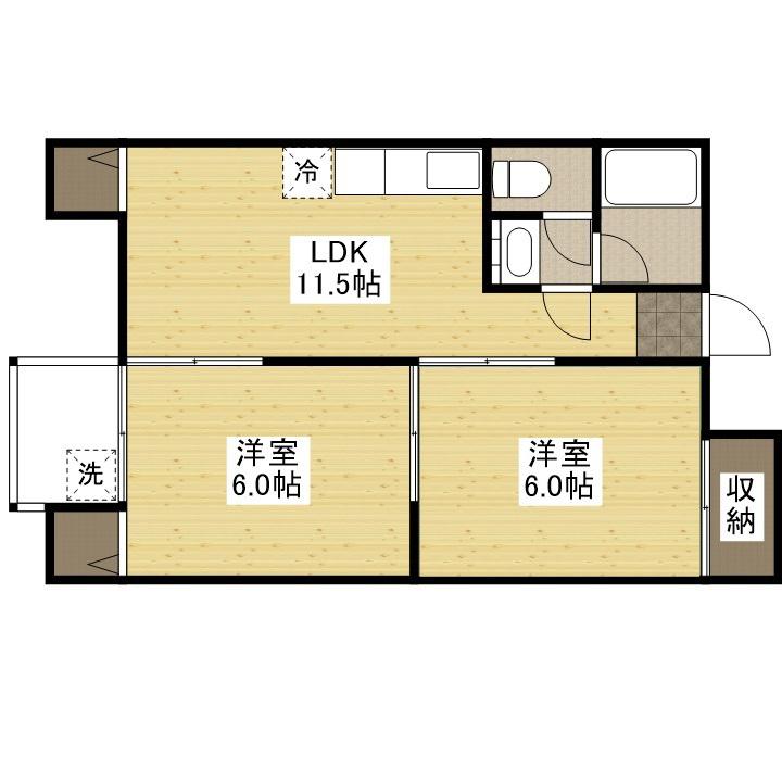JSビル美鈴園(2LDK/3階)の間取り写真