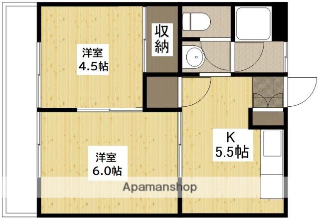 第2睦美荘(2K/3階)の間取り写真