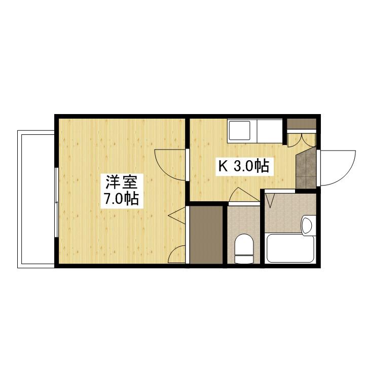 アヴニールB(1K/2階)の間取り写真