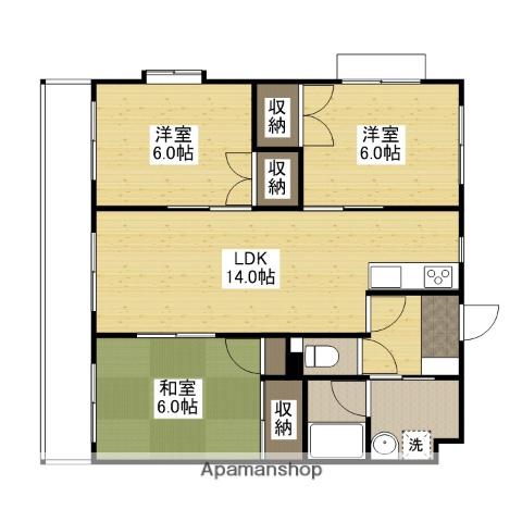 ワールドハイツ(3LDK/3階)の間取り写真