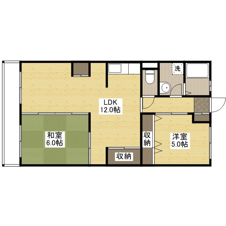 メゾン荒木(2LDK/4階)の間取り写真