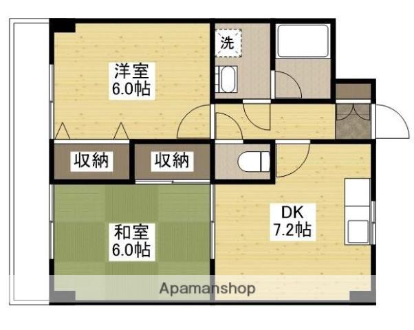 サクセスフォート(2DK/2階)の間取り写真