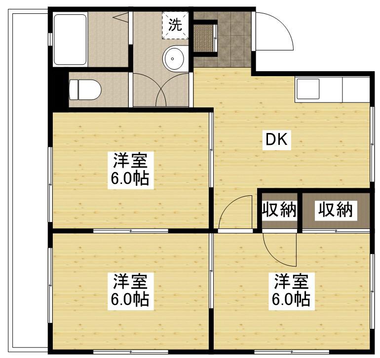 サコマンション(3DK/3階)の間取り写真