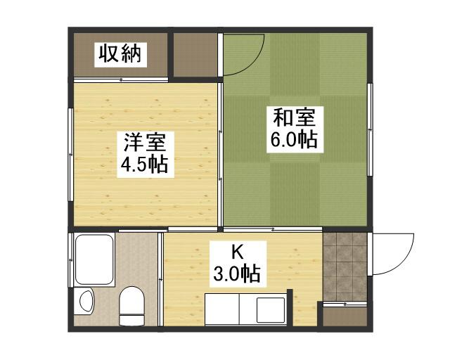 鹿川ビル(2K/3階)の間取り写真