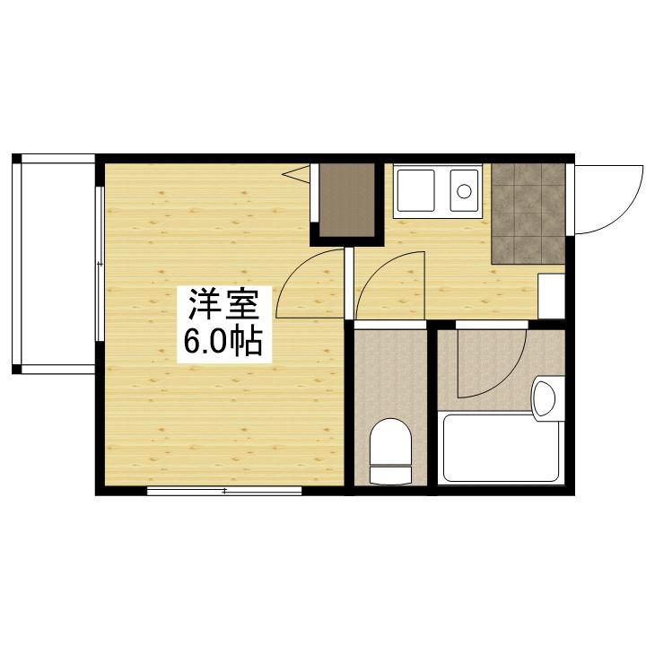 メルカード壱番館(1K/2階)の間取り写真