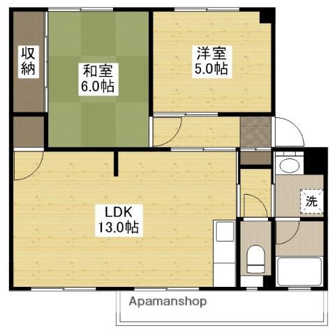 ハウスハーモニー(2LDK/3階)の間取り写真