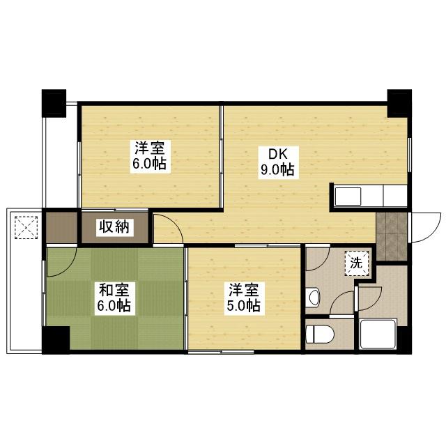 FORウエスト長束(3DK/3階)の間取り写真