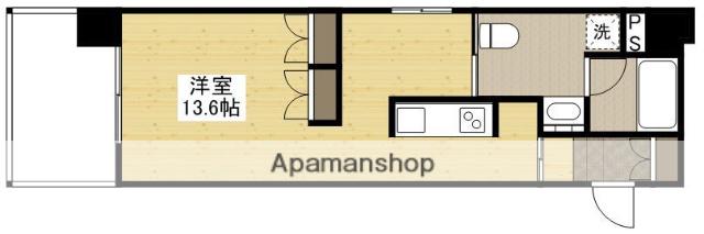 広島電鉄宇品線 市役所前駅(広島) 徒歩9分 15階建 築14年(ワンルーム/4階)の間取り写真