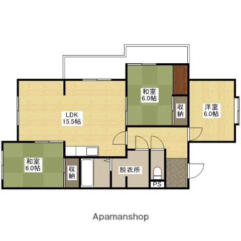 霞ハイツ(3LDK/1階)の間取り写真