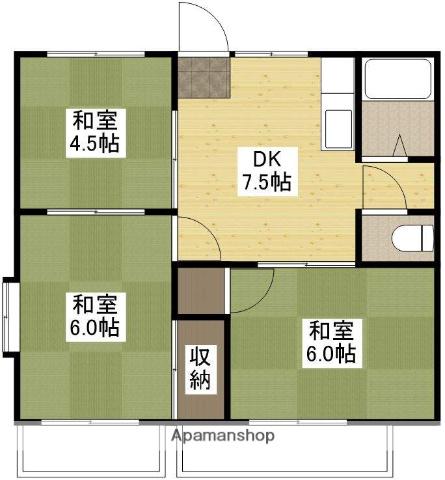 グランデュール土井(3DK/1階)の間取り写真