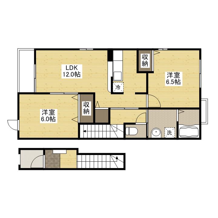 サンリットヴィラⅠ(2LDK/2階)の間取り写真