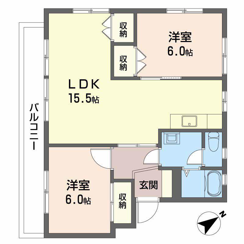 コーポあまず(2LDK/3階)の間取り写真