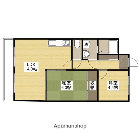 ラポール原田(2LDK/3階)の間取り写真