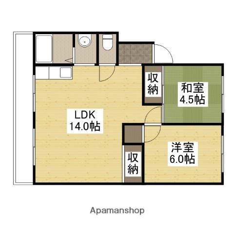 コーポ木下(2LDK/2階)の間取り写真