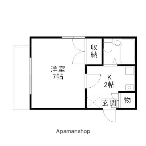 フジカハウス(1K/3階)の間取り写真
