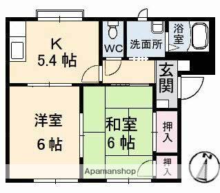 フレグランス矢賀B棟(2K/1階)の間取り写真