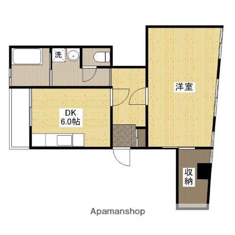 山崎ビル(1DK/2階)の間取り写真