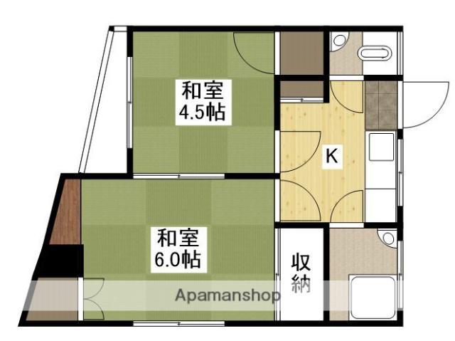 坂本ビル(2K/2階)の間取り写真