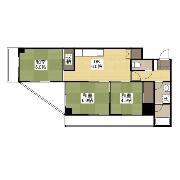 新中広ビル(3DK/6階)の間取り写真