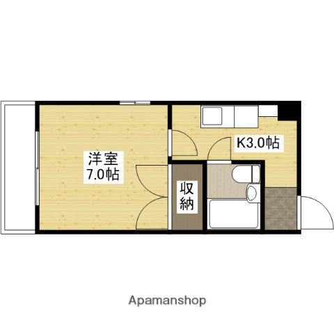 西本ビル(1K/4階)の間取り写真