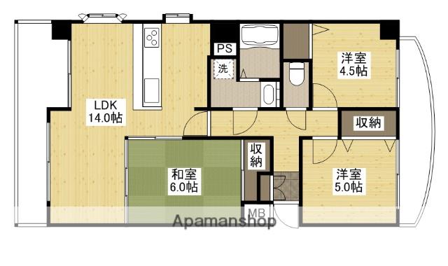ガーデンビュー天野(3LDK/6階)の間取り写真