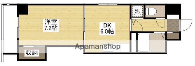 AUBE舟入本町(1DK/2階)の間取り写真