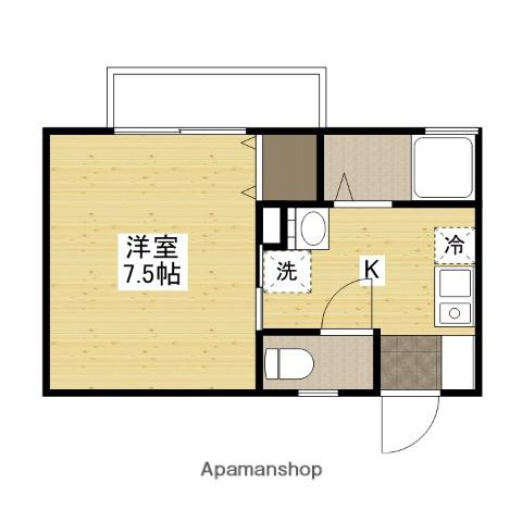 セジュール伴安(1K/1階)の間取り写真