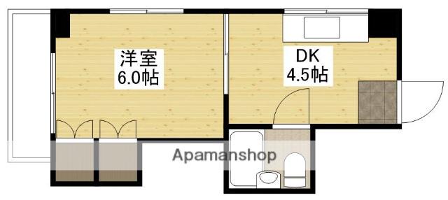 ヴィラ大州通(1DK/6階)の間取り写真