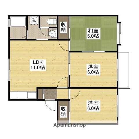 エクセル西原B棟(3LDK/2階)の間取り写真