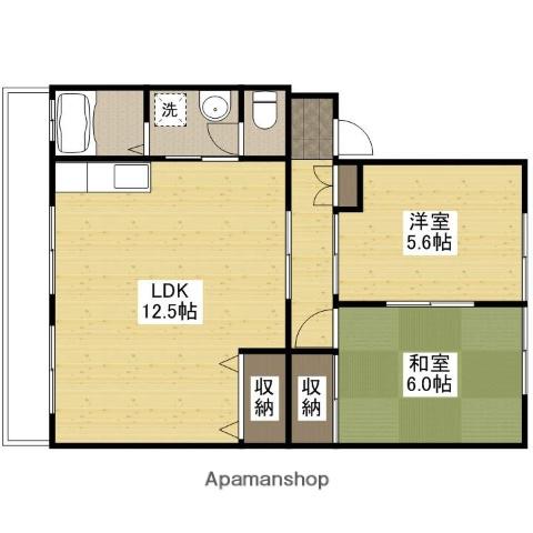 第2ハイコーポ中本(2LDK/3階)の間取り写真