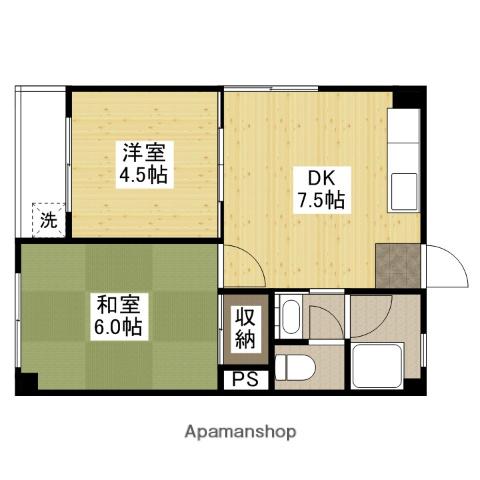 川手ビル(2DK/3階)の間取り写真