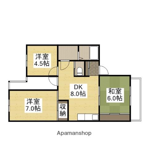 第1角谷ハイム(3DK/3階)の間取り写真