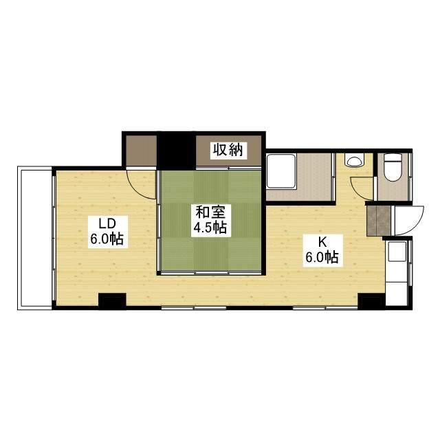 寺西ビル(1LDK/4階)の間取り写真