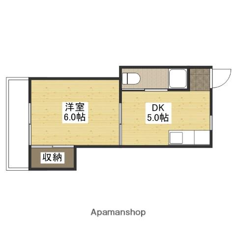 渡部ビル(1DK/2階)の間取り写真