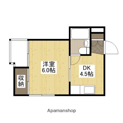 福島ビル(1DK/3階)の間取り写真