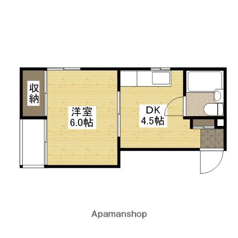 福島ビル(1DK/1階)の間取り写真
