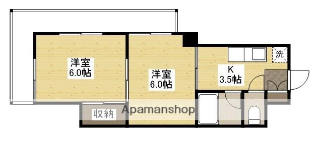 第1木本ビル(2K/4階)の間取り写真