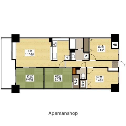 ホウライツルビル(4LDK/7階)の間取り写真