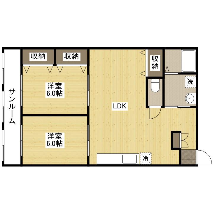 十日市ビル(2LDK/2階)の間取り写真