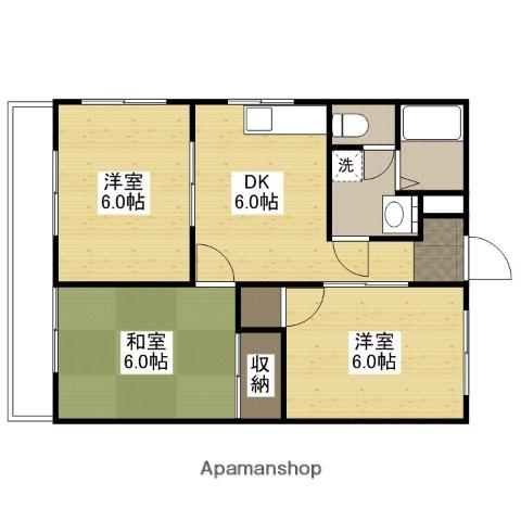 コーポ谷岡(3DK/4階)の間取り写真