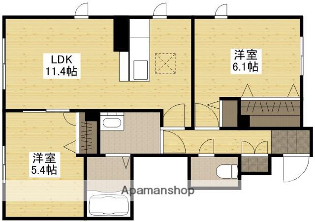 アン アロウ ガァデンズ A棟(2LDK/1階)の間取り写真