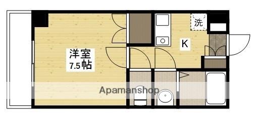 山村ビル(1K/2階)の間取り写真