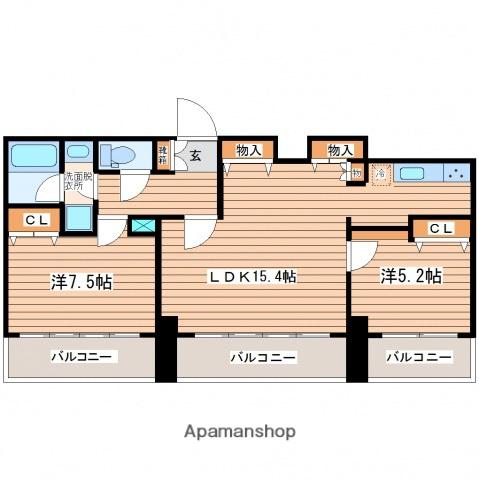 シトラスシャトーハシモト(2LDK/5階)の間取り写真