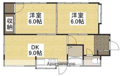 広島電鉄宮島線 山陽女学園前駅 徒歩4分 1階建 築51年(2DK)の間取り写真